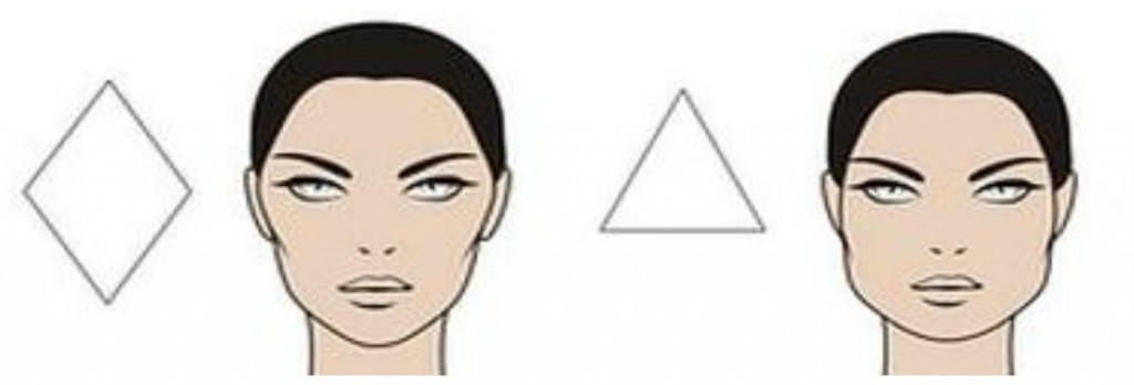 форма лица ромб и перевернутый треуголтник